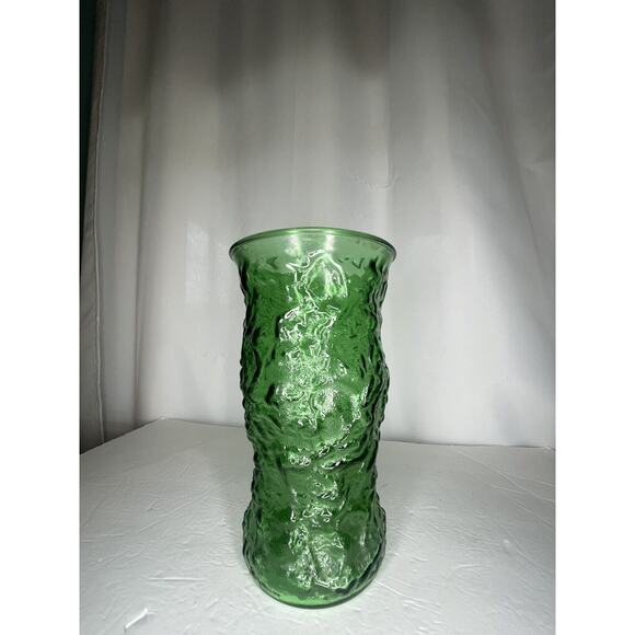 Oversized Green Crinkle Glass Vase vtg Large 11 inches Wavy Texture EO Brody HTF - Picture 9 of 16